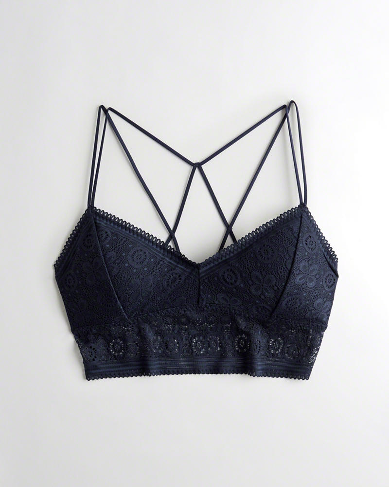 Bralette Hollister Donna Strappy Longlinelette With Removable Pads Blu Marino Italia (999IHLYX)